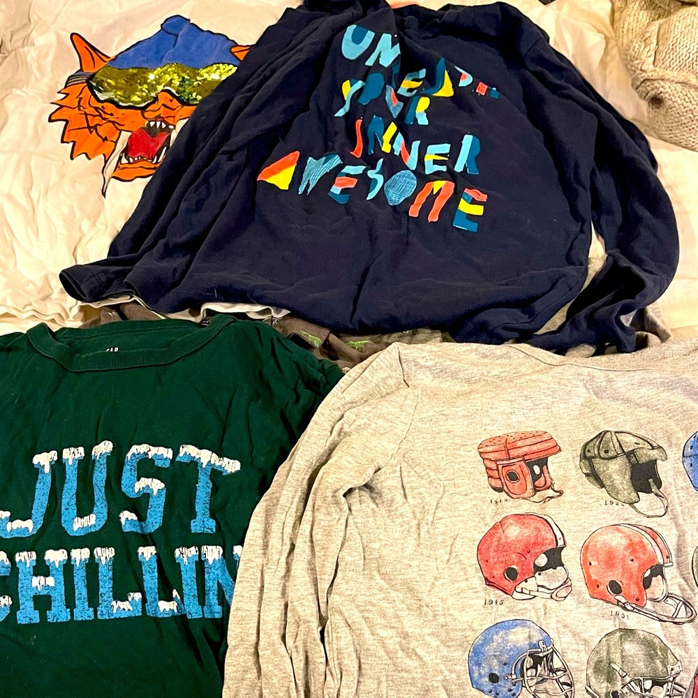 6 long sleeve boys t shirts size large